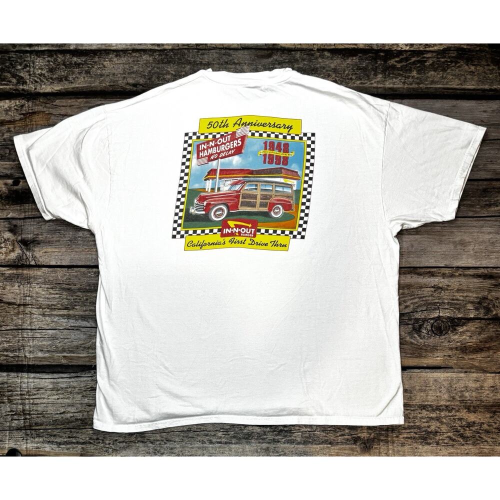 Vtg 90s 1998 In-N-Out Burger Promo Shirt 50th Anniversary Mens XL California